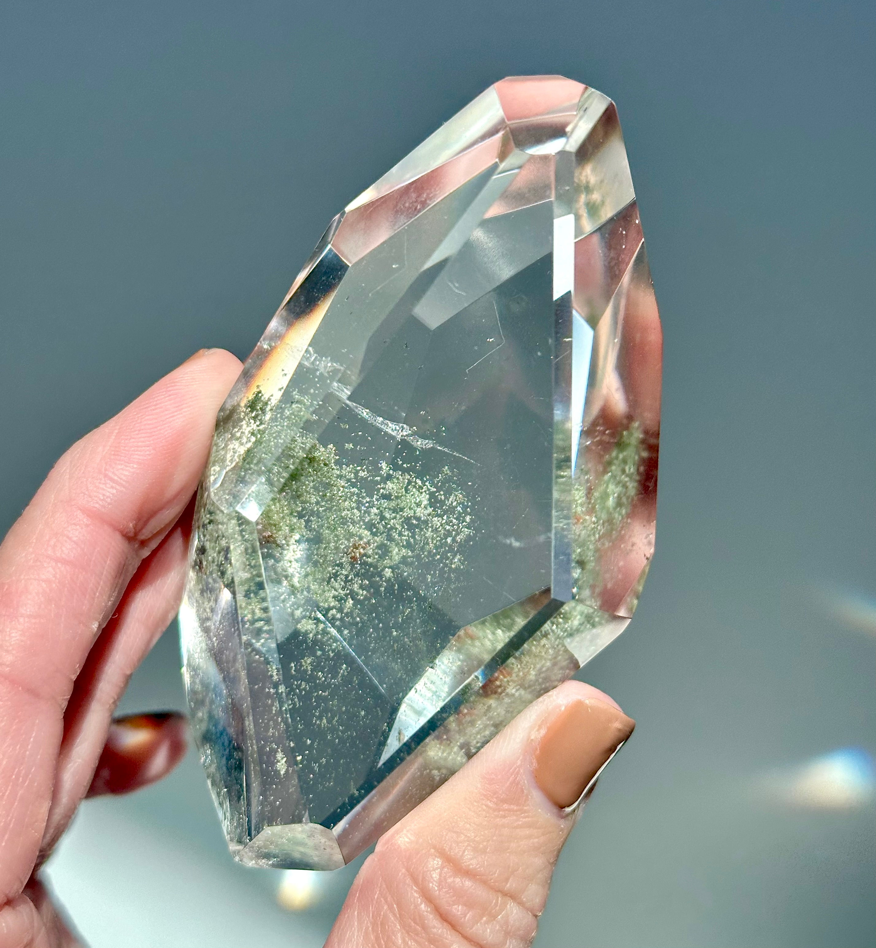 3.4" Chlorite Quartz Faceted Free Form - Brazil