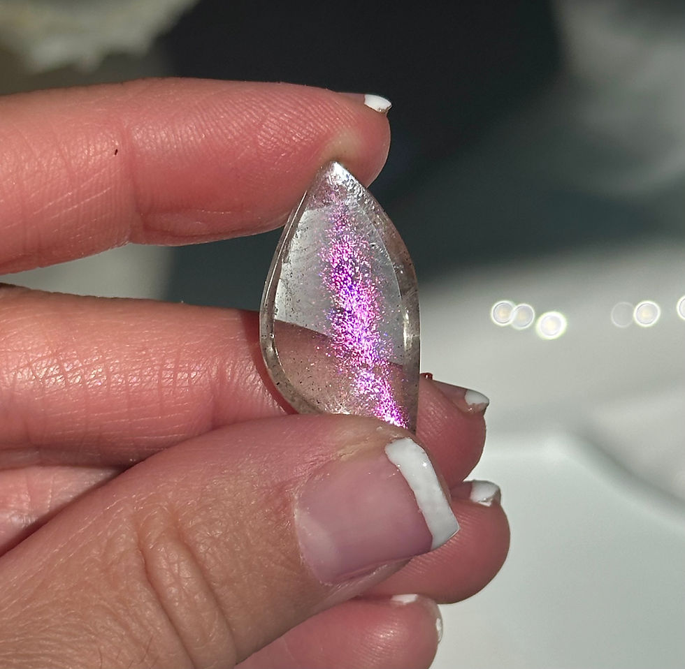 Thumbnail: 1.2”, 10ct VERY Rare - PINK Fire Quartz Covellite with Flash- Brazil  Covellite