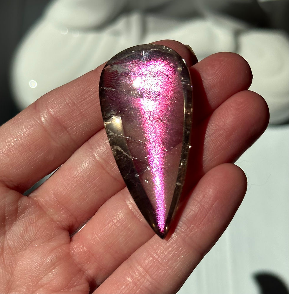 2.0”, 70ct Extremely Rare - PINK Fire Quartz Covellite with Incredible Flash