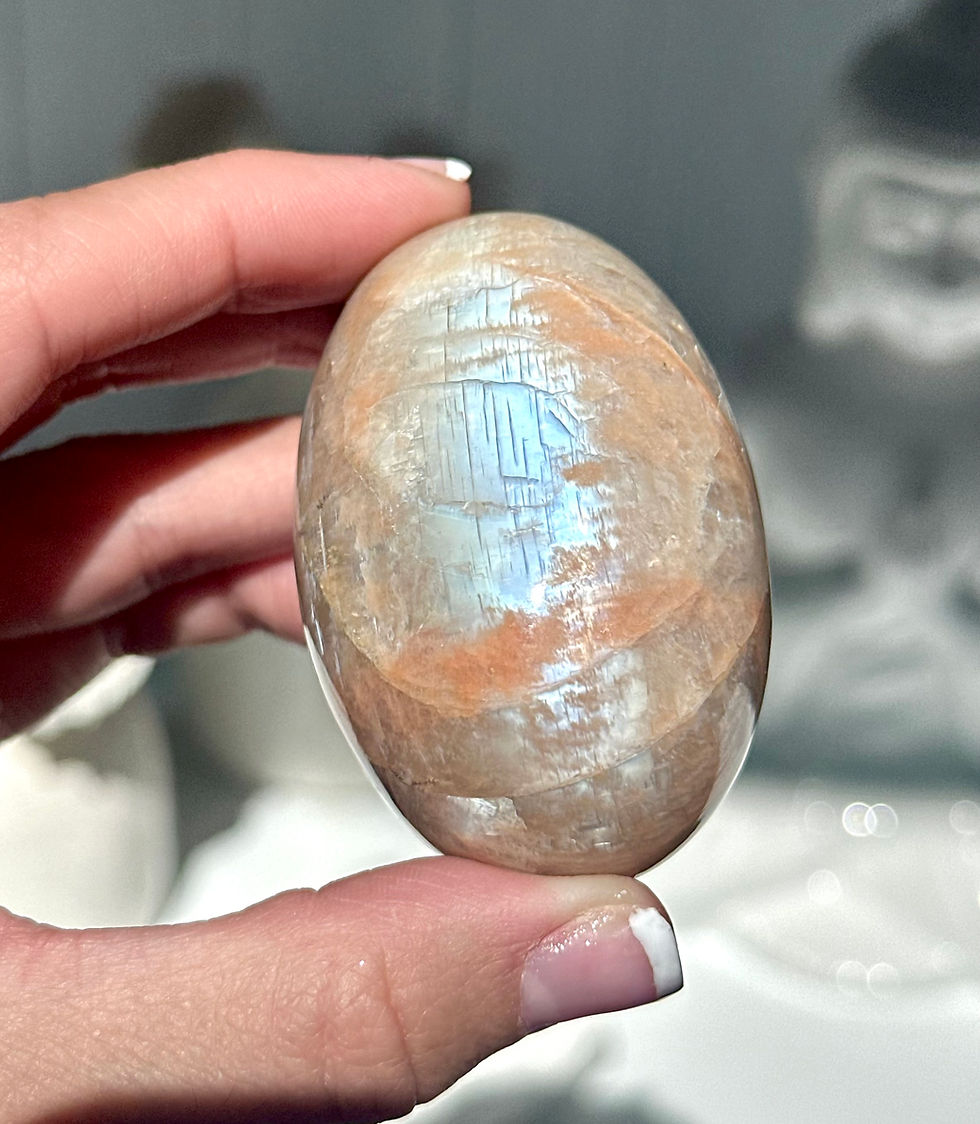 Thumbnail: 2.5” Peach Moonstone Shiva Stone  w/ Sheen Glow - India