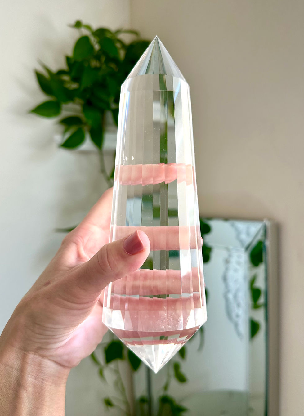 Thumbnail: 8.5” , 1.1kg AAA Exquisite DT Faceted Lemurian Quartz Point with Supreme Clarity