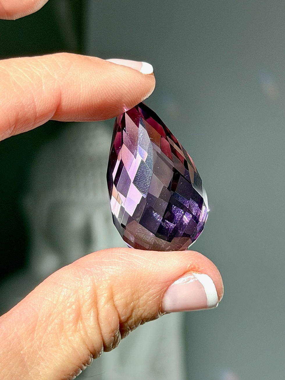Thumbnail: 1.4” , 70ct. Faceted Amethyst Tear Drop - Brejinho Mine, Bahia, Brazil