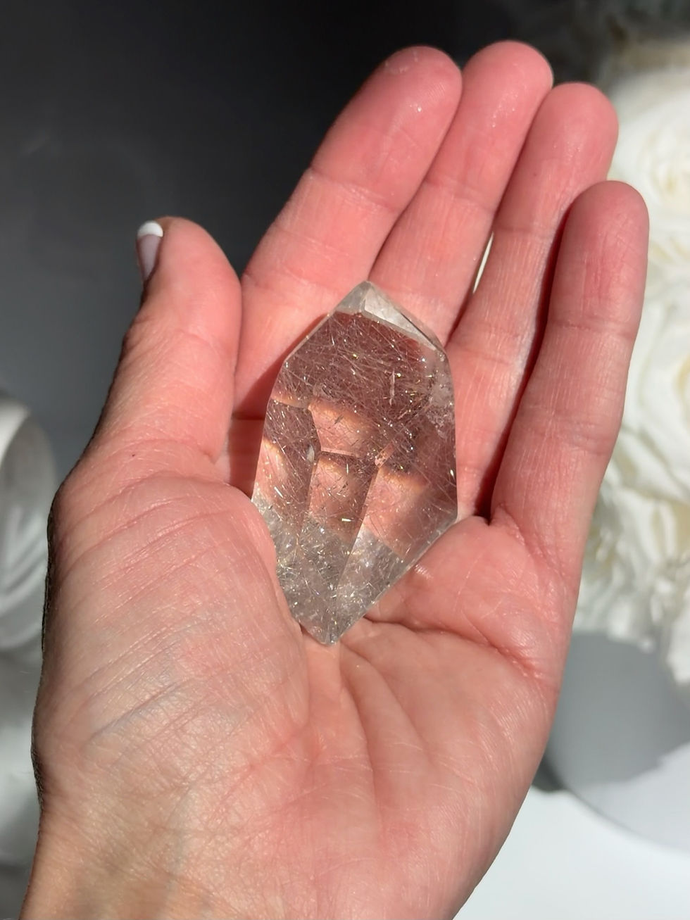 Thumbnail: 2.1” Faceted Silver Rutilated Quartz - Minas Gerais, Brazil