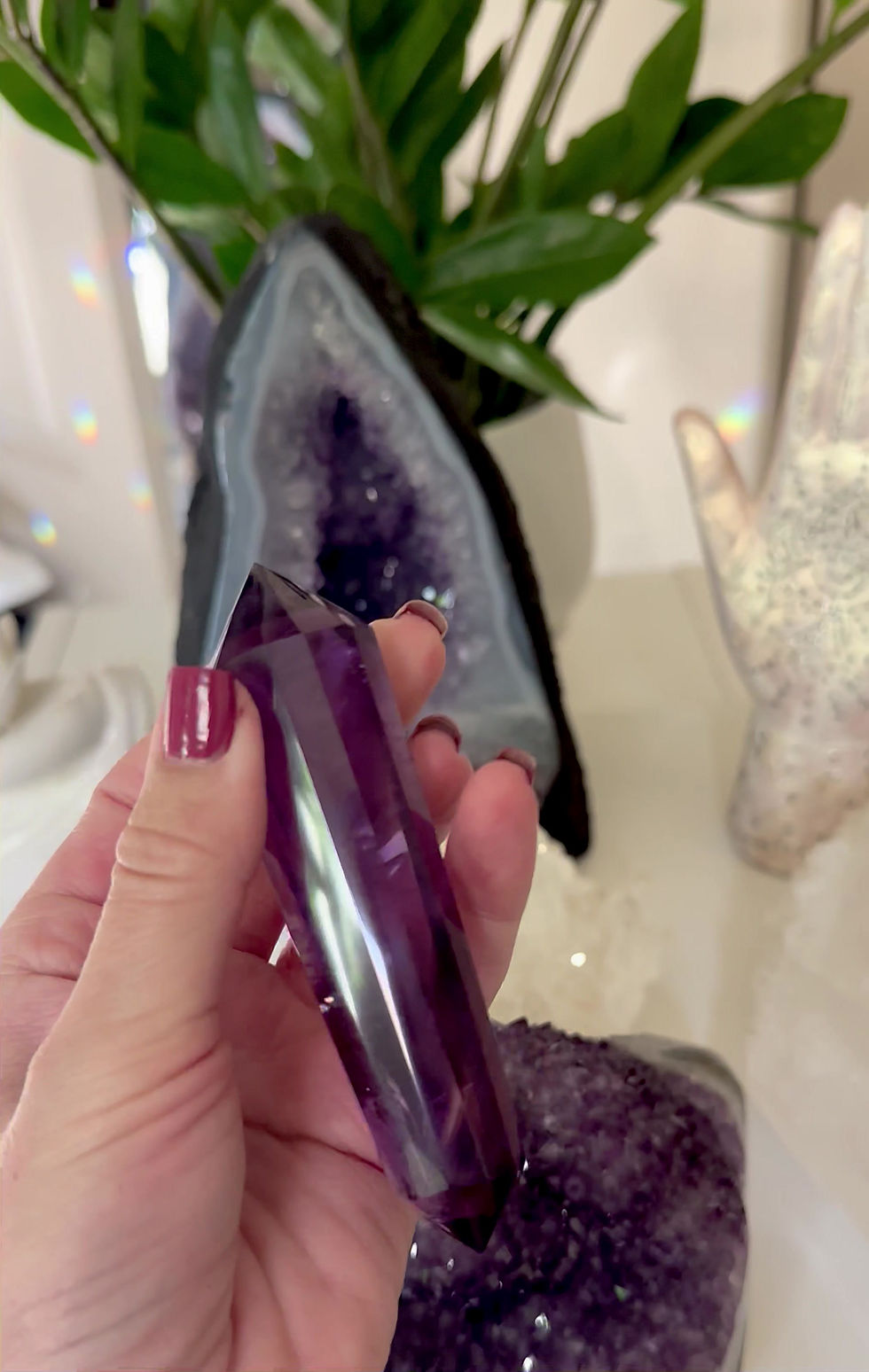 Thumbnail: 4.1” DT Faceted Amethyst Phantom Wand - Brazil