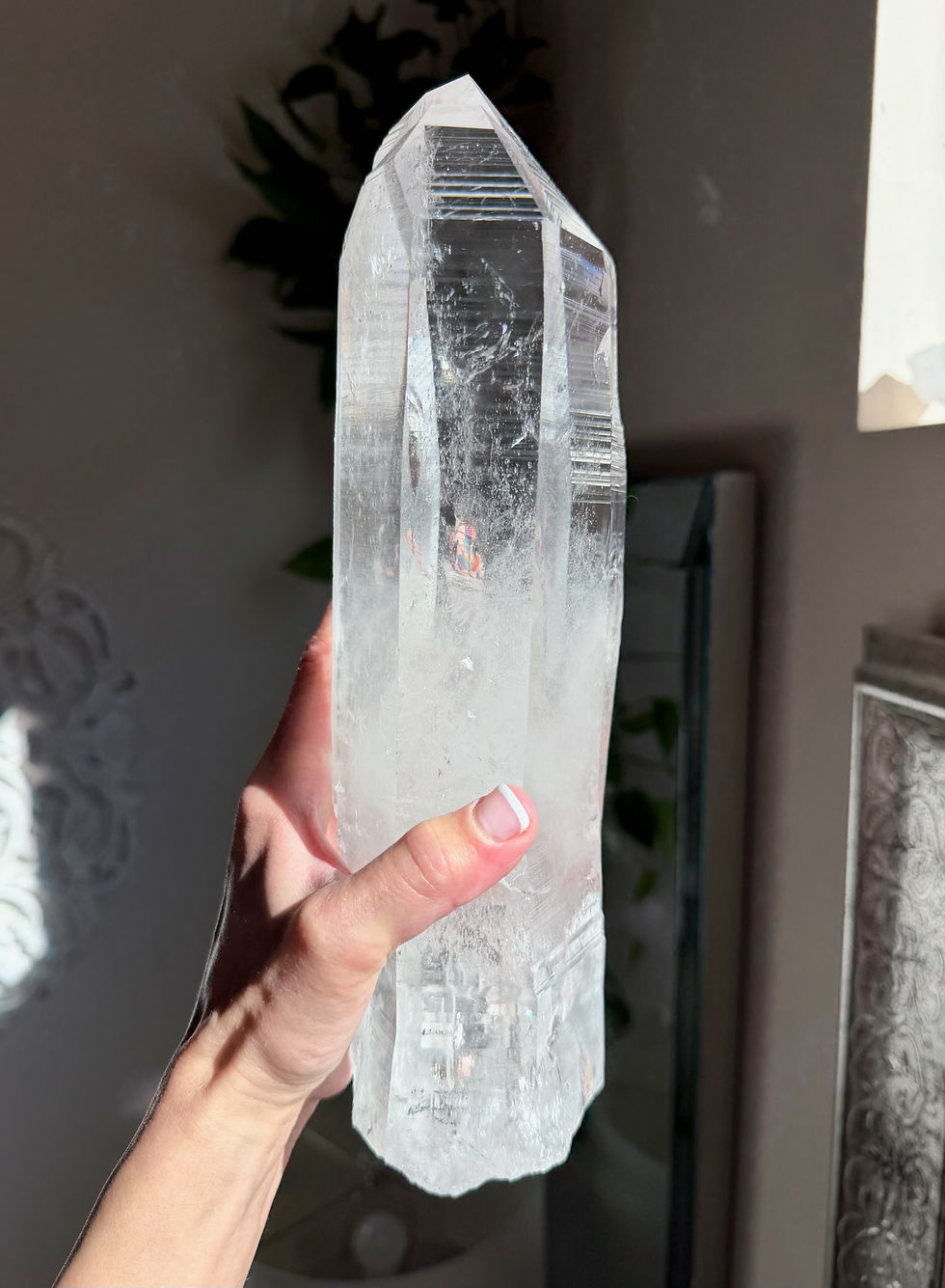Thumbnail: 12.0”, 3.38kg  XXL Twin Flame Lemurian Quartz Point with Record Keepers,