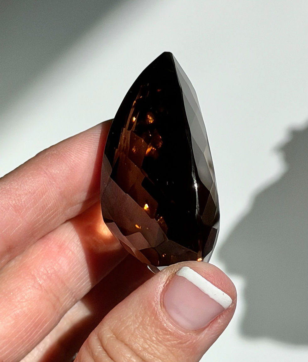 Thumbnail: 1.9”, 217.5ct. Faceted Smoky Quartz Tear Drop Gem Stone with Excellent Clarity