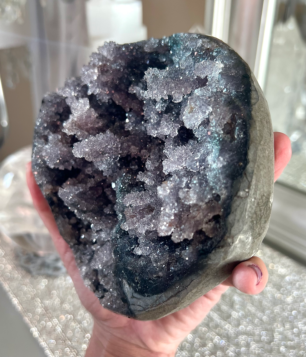 Thumbnail: 5.0” Cosmic Sparkling Lavender Stalactite from Uruguay - Free Standing -