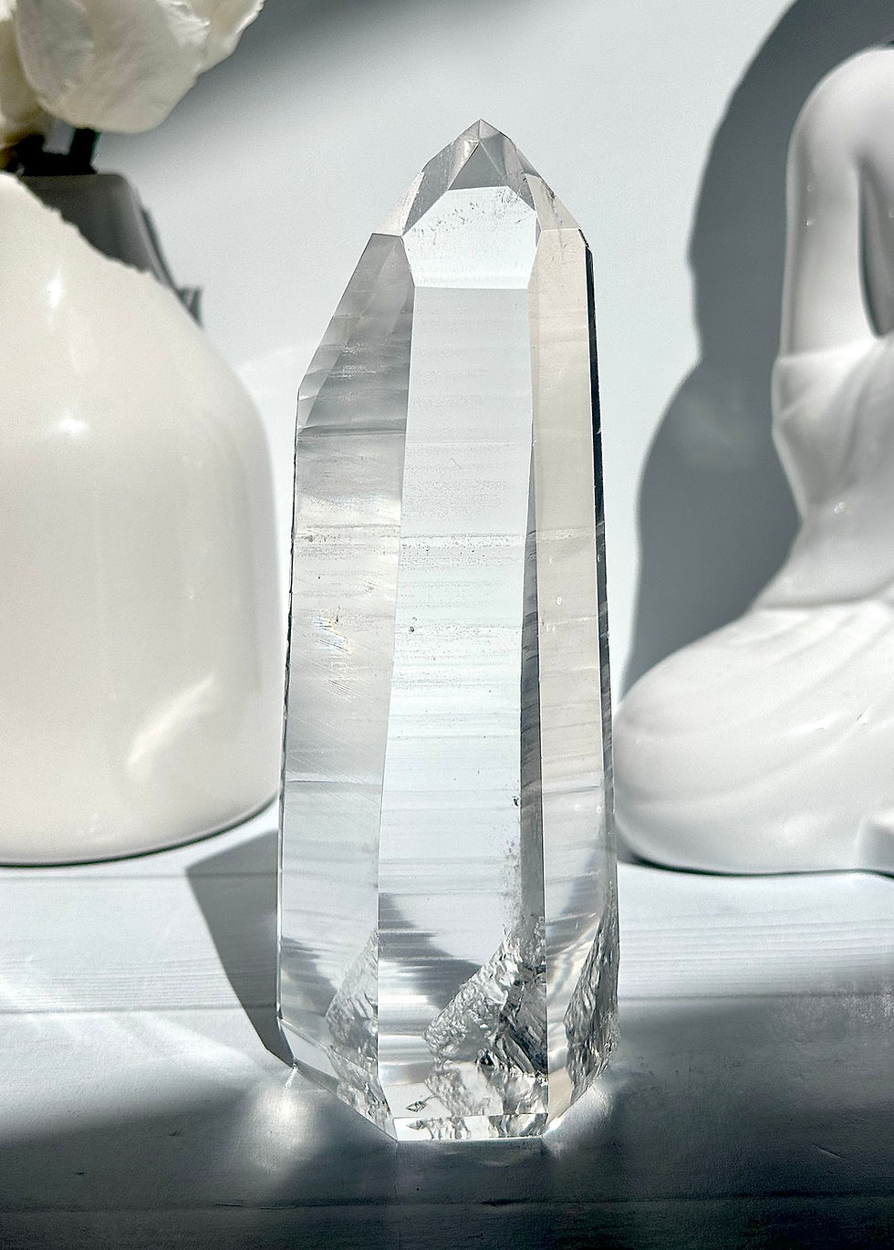 Thumbnail: 6.3” SUPREME QUALITY AND CLARITY Lemurian Quartz Point with Linear Ridges