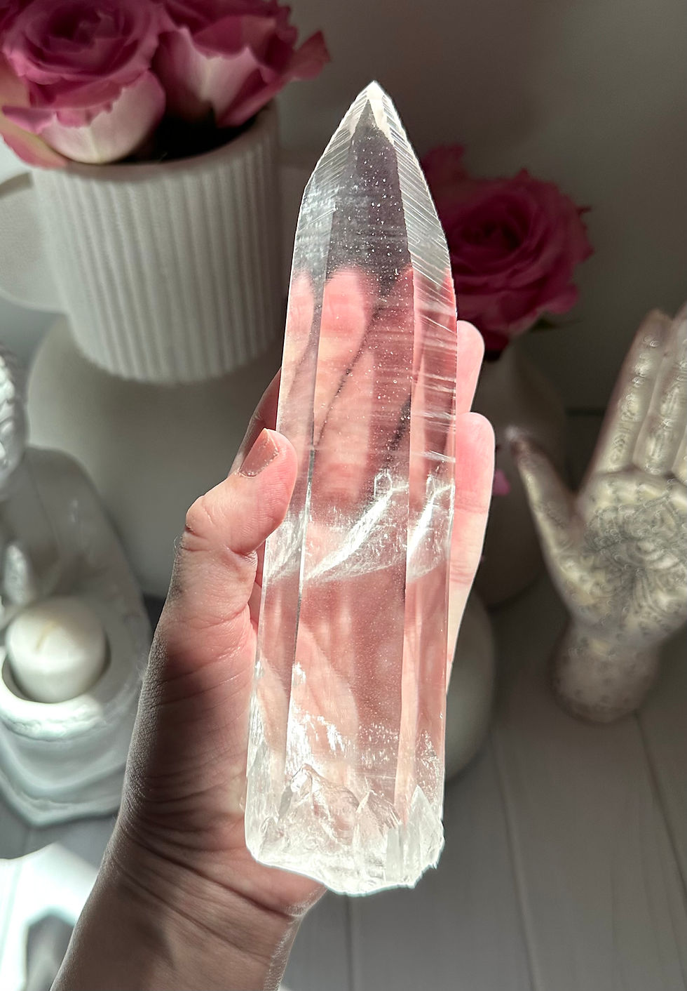 Thumbnail: 7.4” Extra Quality  Lemurian Quartz Point with Deep Linear Ridge