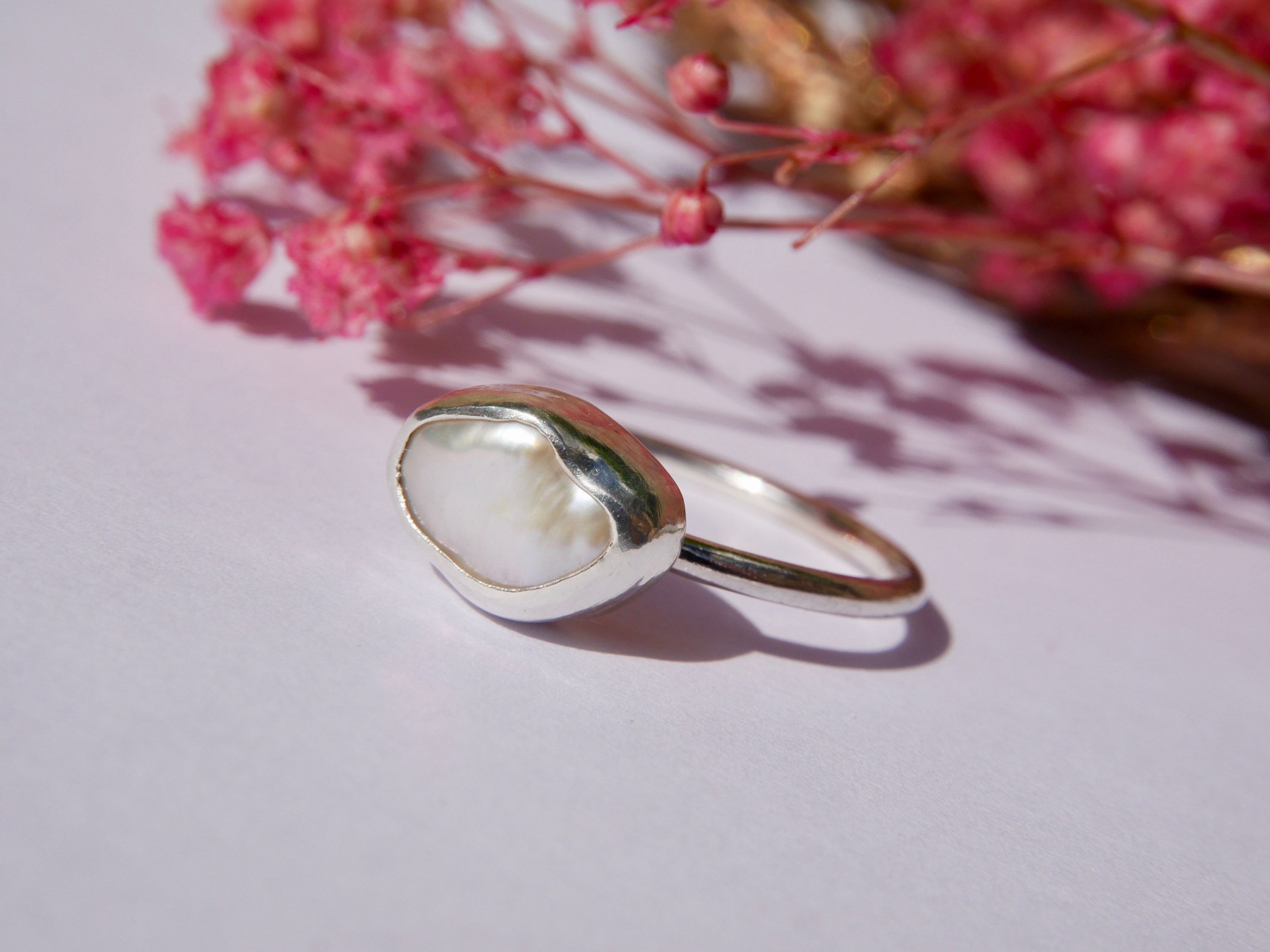 Keshi Pearl - Set in Sterling Silver Ring