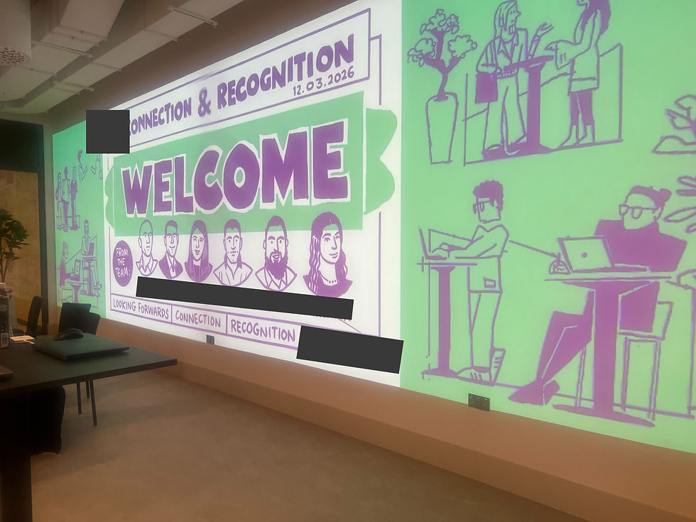 Peter Morey Illustration - digital Visual Scribing set up as a projection onto the entire interior wall at an event