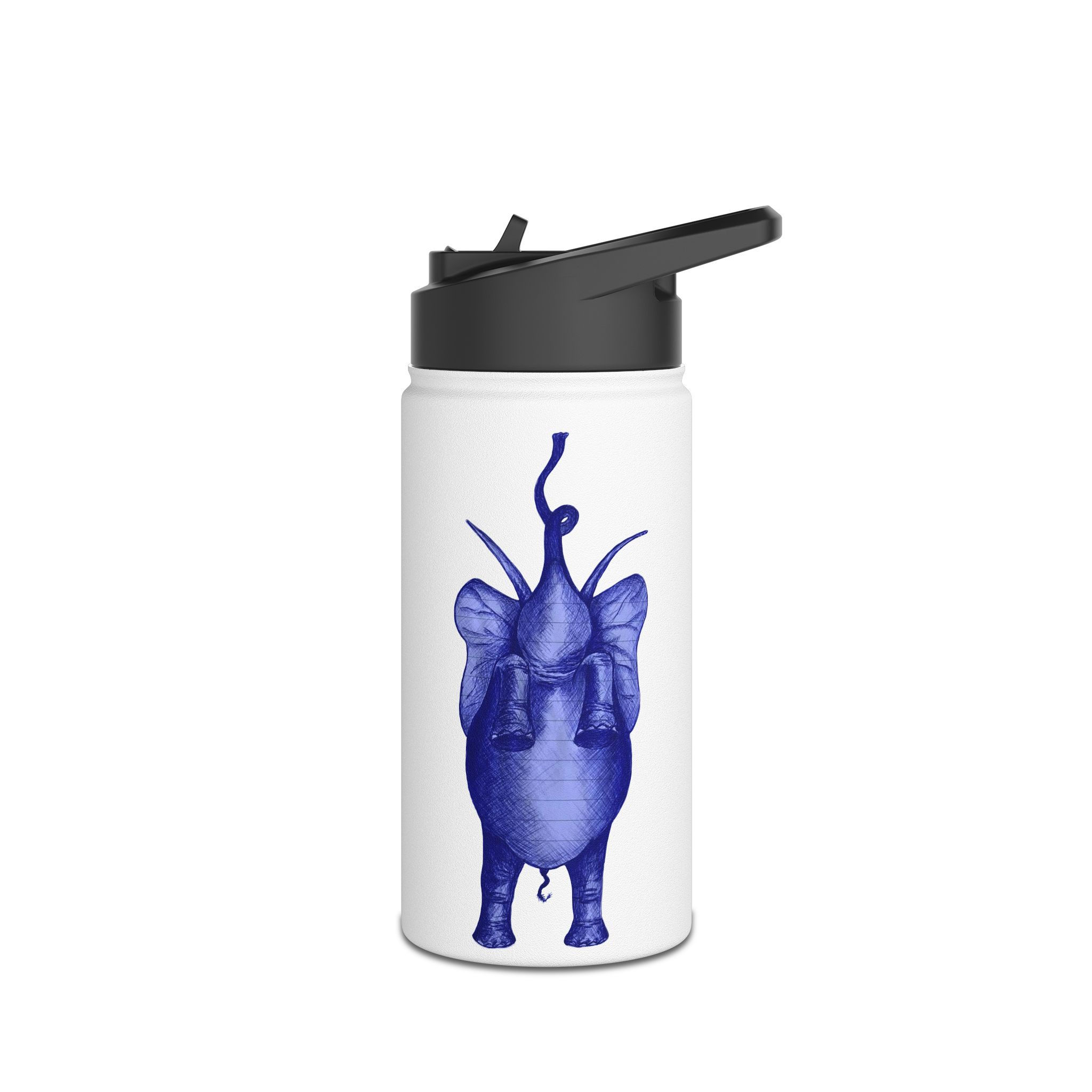 Kid Power up Indigo Ink Elephant Stainless Steel Water Bottle