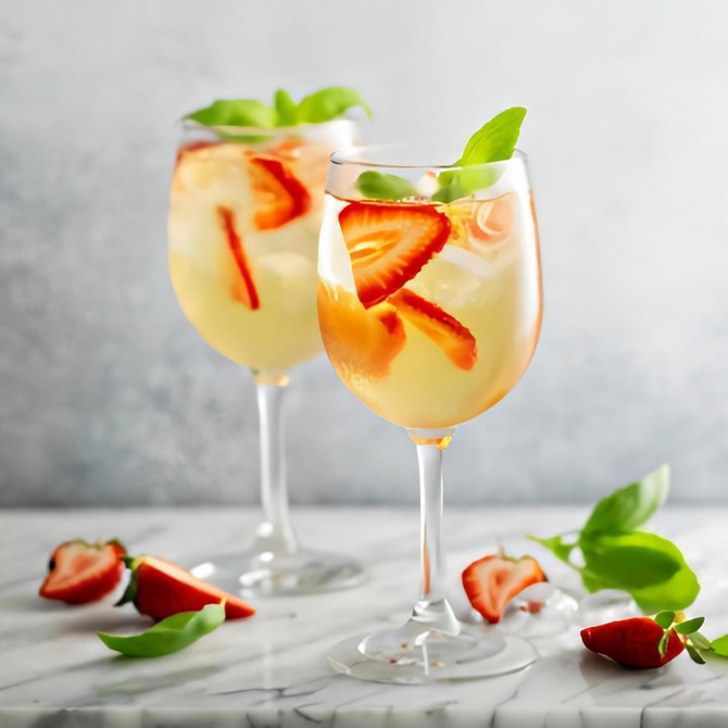 Beverage of the Day is White Sangria with Fresh Strawberries and Mint. Papaspiros 728 Lake St. Opa!