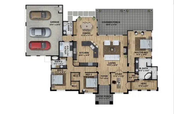 TOP SELLING TRANSITIONAL MODEL HOME PLAN