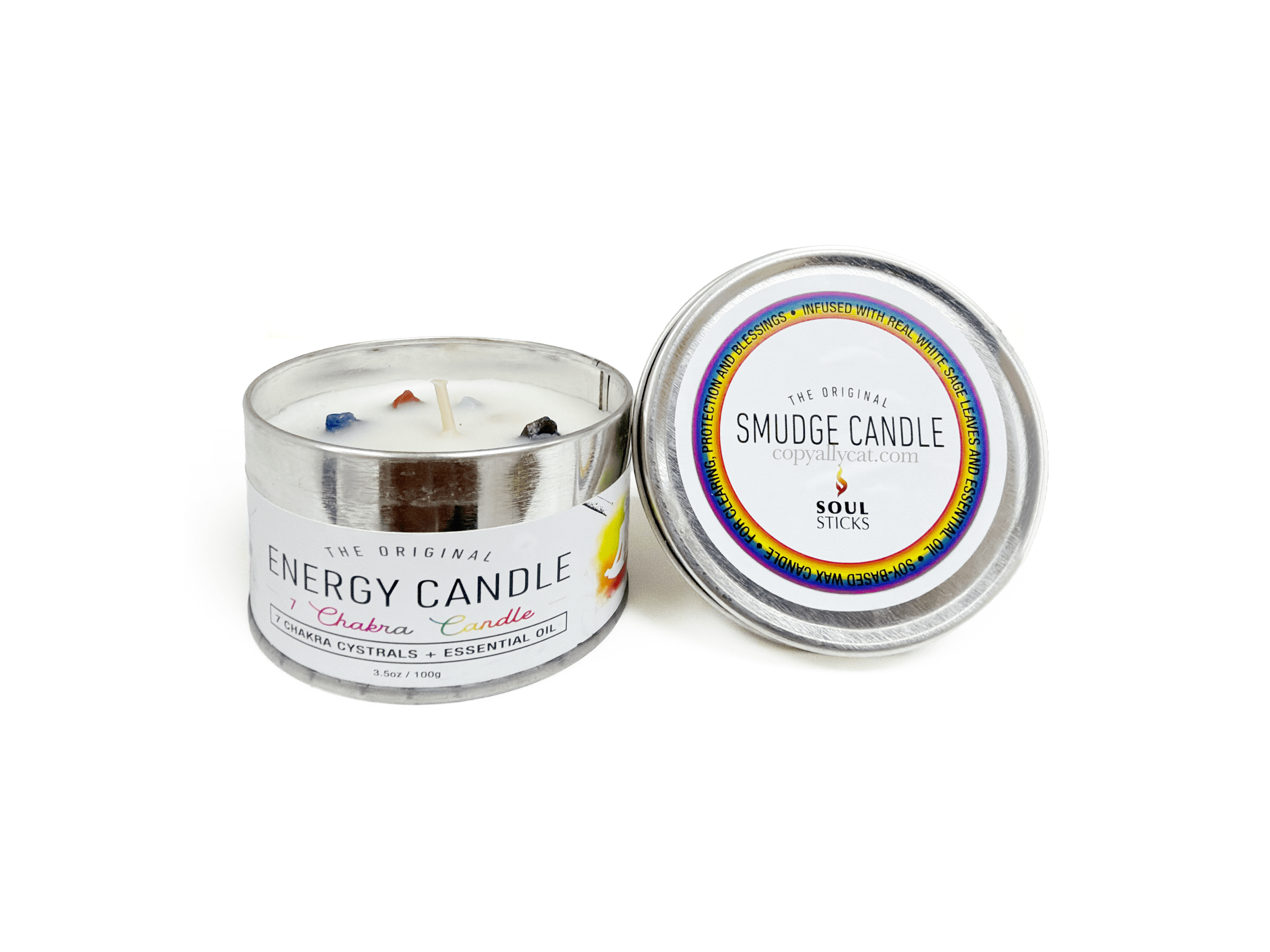 Seven Chakras Tin Candle