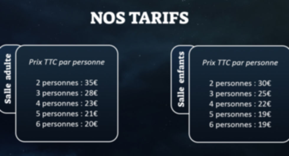 Tarifs l'éclipse escape game