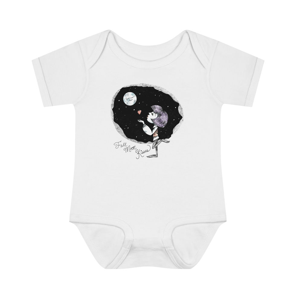'Full Moon Kisses' Night Sky Stars Romance baby onesie