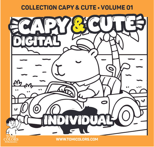 Capybara coloring page PDF for kids | Trip printable art