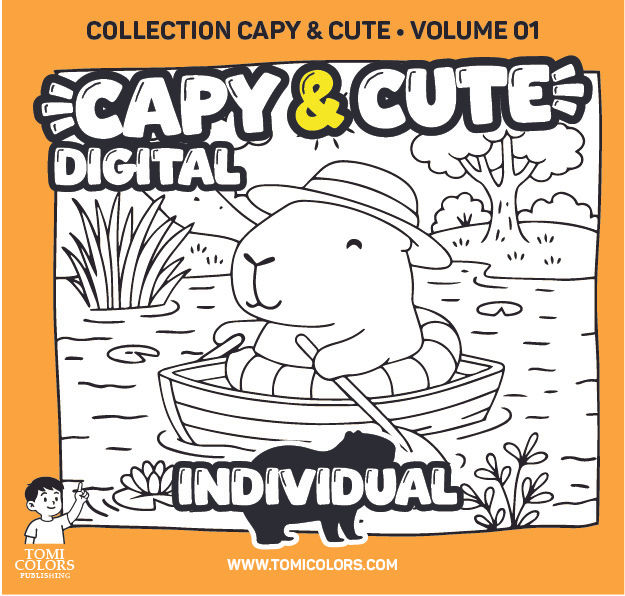 Capybara coloring page PDF for kids | BOAT printable art