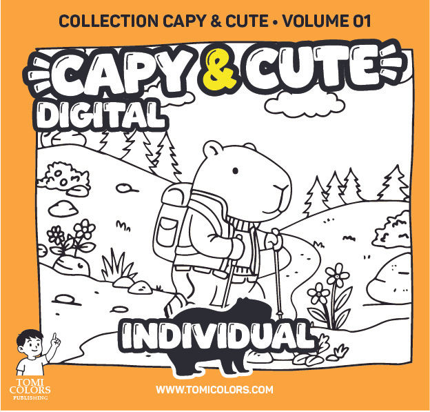 Capybara coloring page PDF for kids | Mountaineering printable art