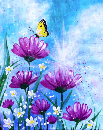 Butterfly in Purple Flowers