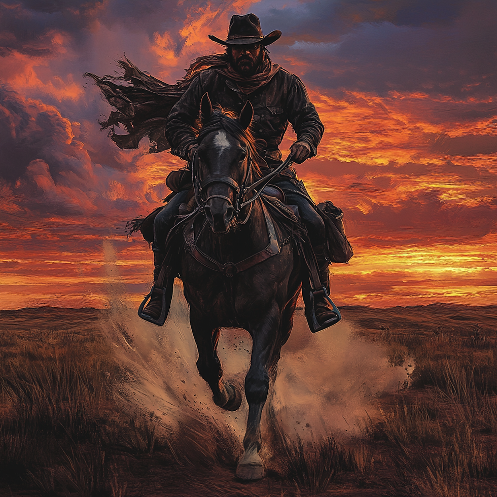 Cavaleiro do Pony Express cavalgando em velocidade pelo deserto americano em 1860.