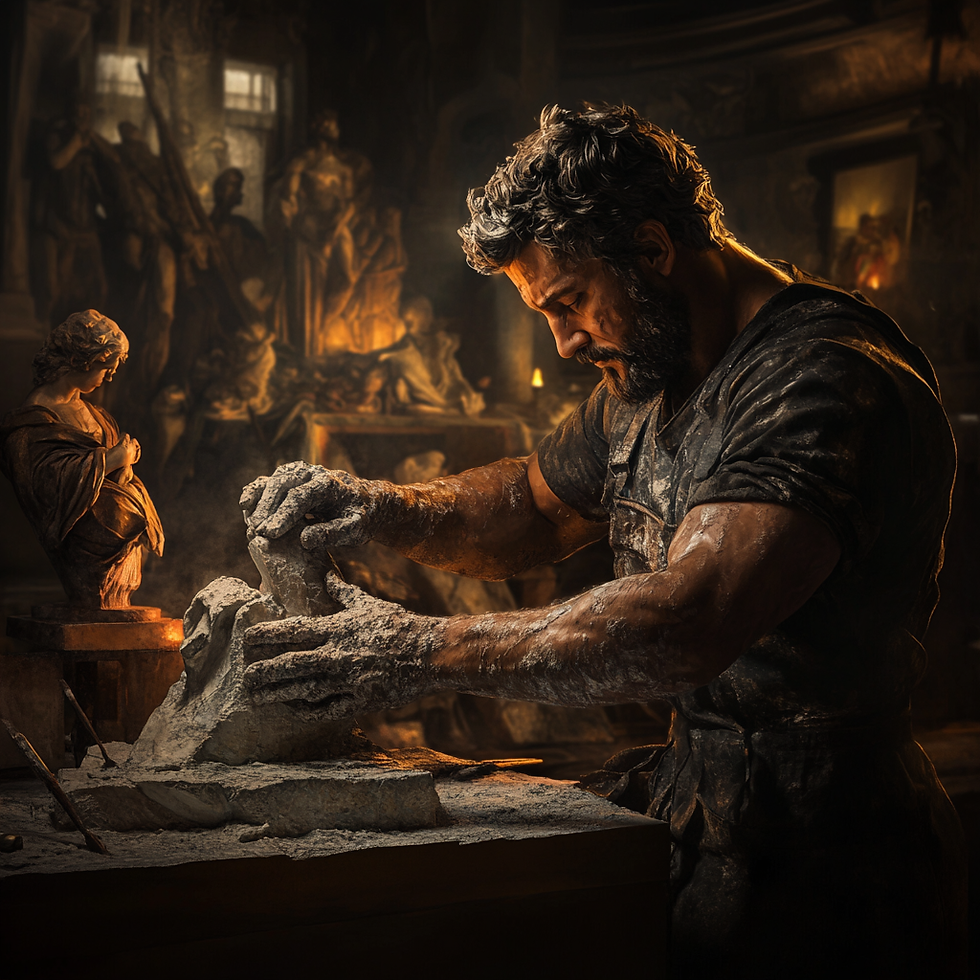 Escultura de David, de Michelangelo, representando a perfeição da arte renascentista.