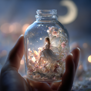 Ilustração simbólica sobre a Lei Maria da Penha, mostrando uma mulher com asas dentro de um frasco de vidro, representando a luta pela liberdade.