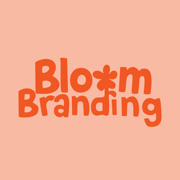 Bloom Branding retro-inspired logo design in bold orange typography with flower icon
