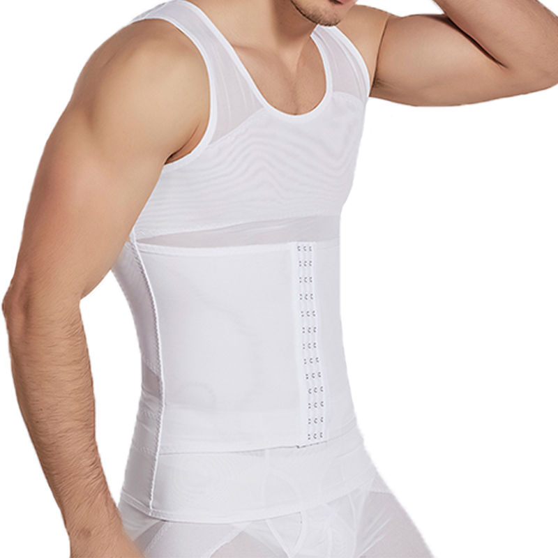 Thumbnail: Mens Body Shaper Compression Vest Abdomen Shapewear Tummy Slimming Sheath Gyneco