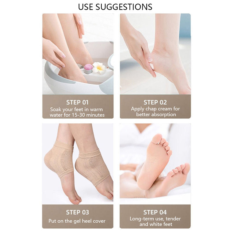 Thumbnail: 2PCS Gel Silicone Heel Protector Sleeve Heel Pads Heel Cups Plantar Fasciitis Su
