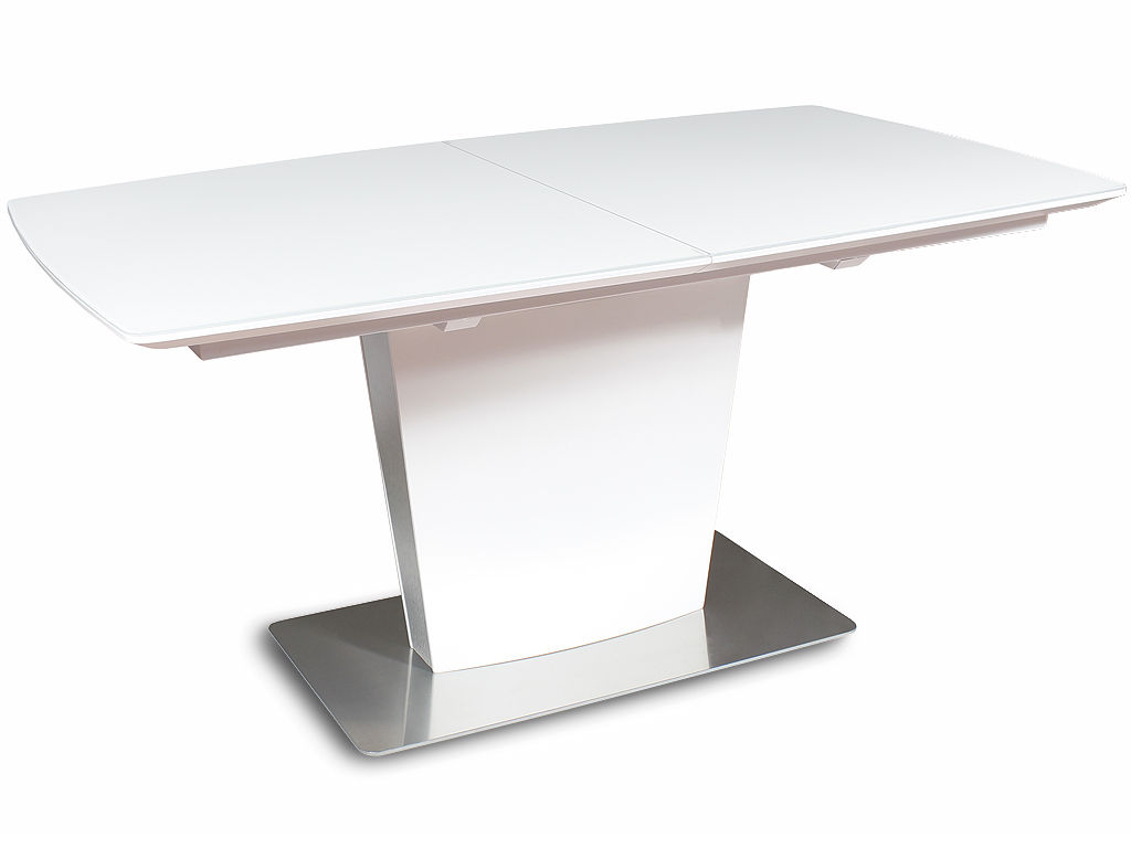 Стол APOLLO 140(+45)х90  белый/ стекло экстрабелое