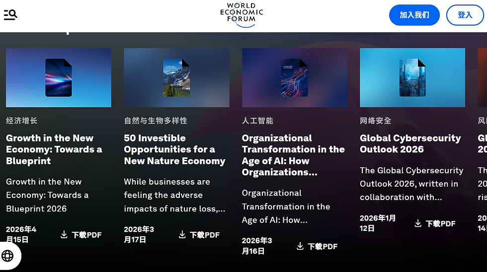 世界經濟論壇每年都會出版數個趨勢報告