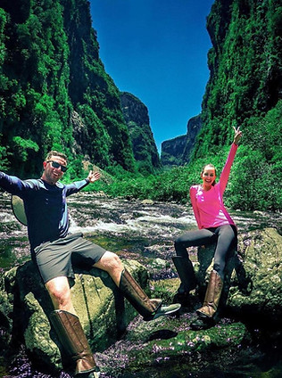 passeio, trilha, cachoeiras, canyons, caiaque duplo