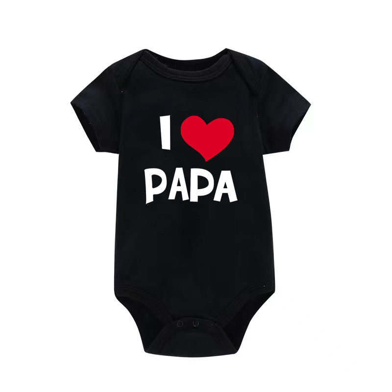 Thumbnail: I Love Mama & Papa Funny Baby Romper T-shirt Crawling Clothes Triangle Onesies N