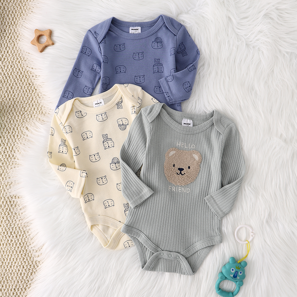 Baby boy onesie 3PCS New style baby boy clothes Spring/Autumn long-sleeved onesi