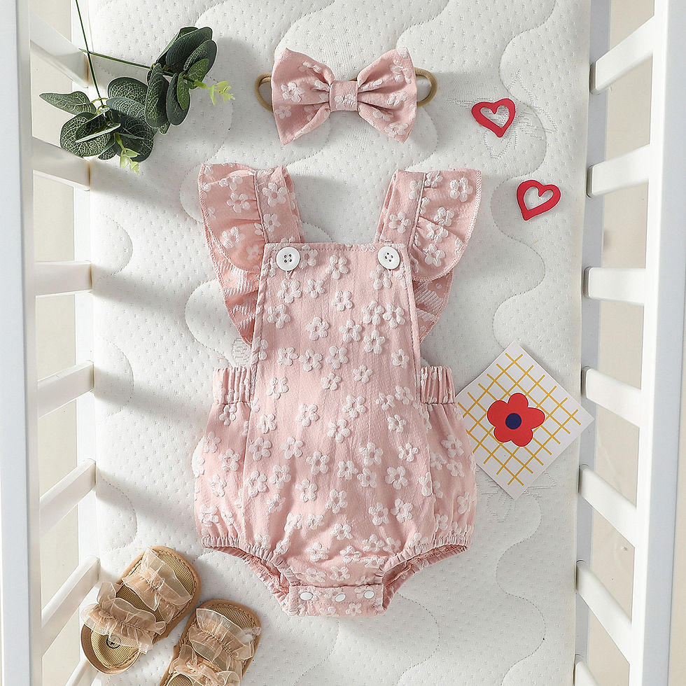 Thumbnail: Baby Gilrs Fashion Cute Pink Print Flower Honey Jumpsuit For Summer Sleeveless C