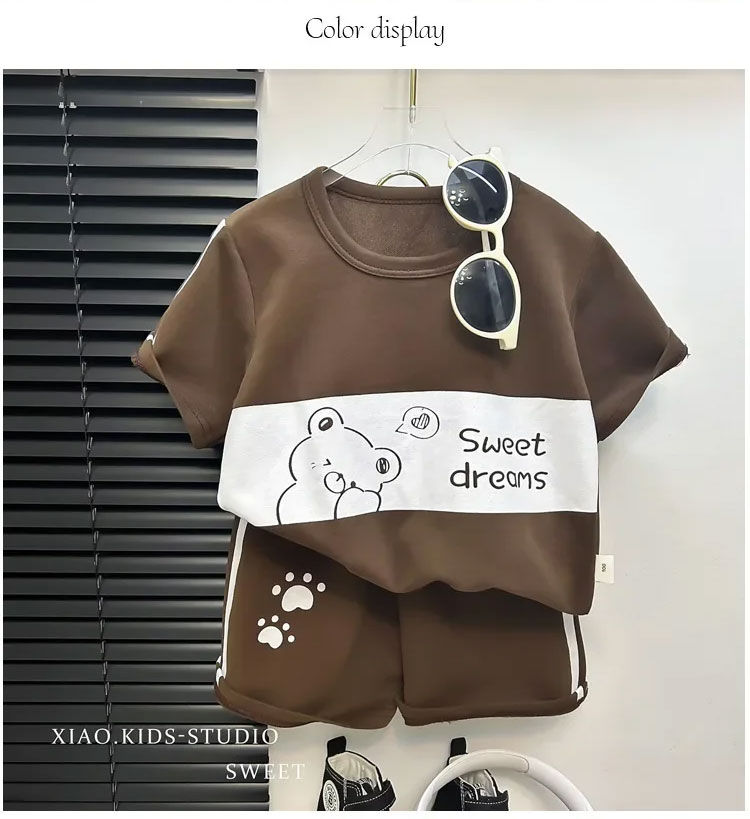 Thumbnail: Children's Sets mother Kids Clothes Boys Girl T-shirt Shorts 2PCS  Short sleeve 