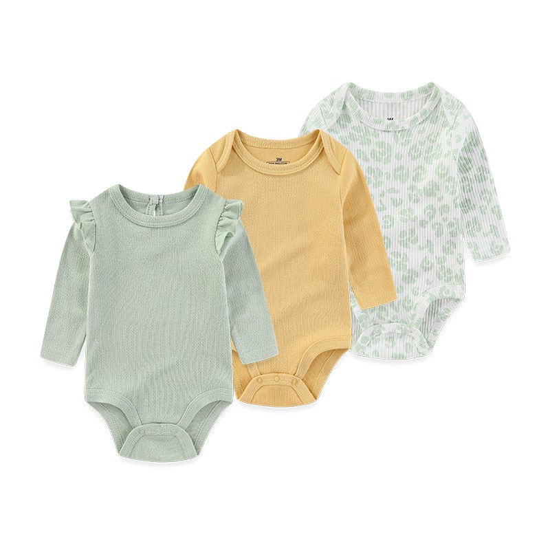 Thumbnail: Kiddiezoom 3 Pcs Newborn Cartoon Long Sleeve 100%cotton Baby Boy Girl Bodysuit S