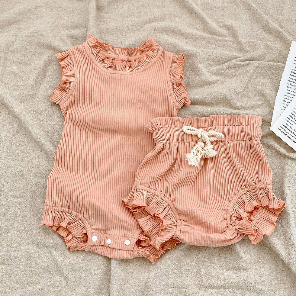 Thumbnail: Summer Baby Girls Clothes Set Infant Ruffle Bodysuit Top PP Shorts Bloomers 2PCS