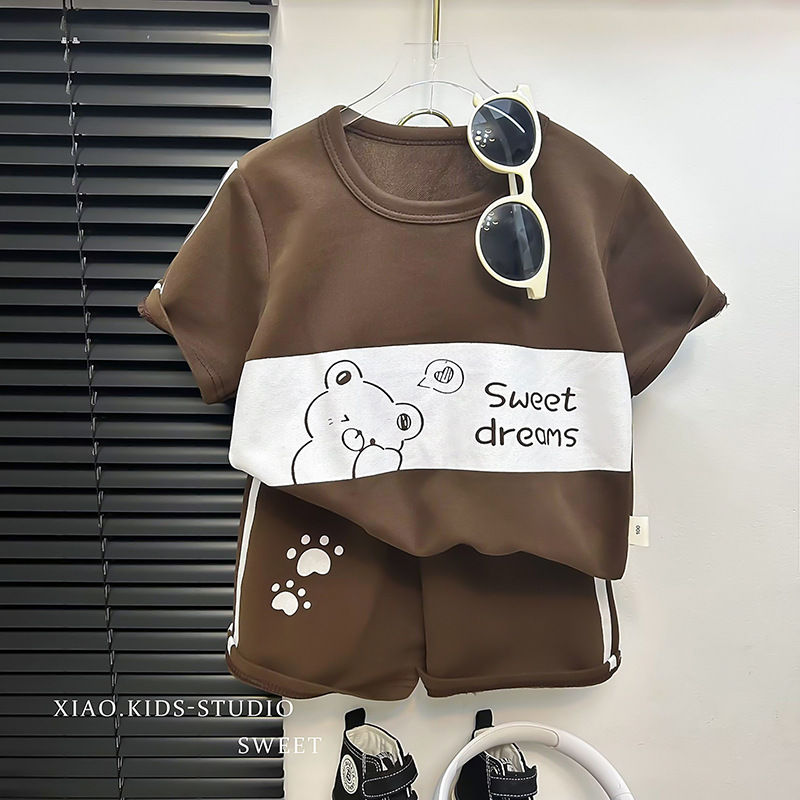 Thumbnail: Children's Sets mother Kids Clothes Boys Girl T-shirt Shorts 2PCS  Short sleeve 