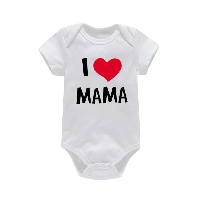 Thumbnail: I Love Mama & Papa Funny Baby Romper T-shirt Crawling Clothes Triangle Onesies N