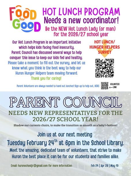 Hot Lunch Program and Parent Council Note