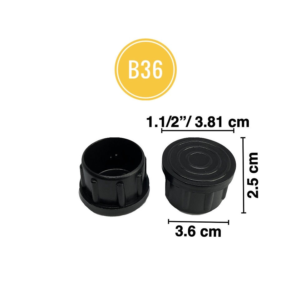 1.1/2" จุกพลาสติกกลมสวมใน หัวลาย (B36) dj plastics