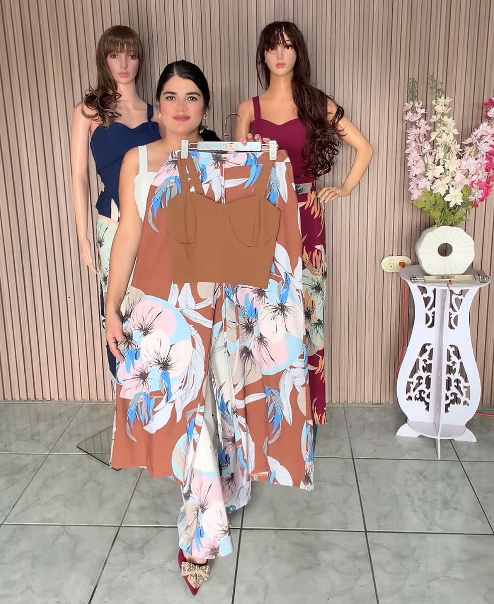 Miniatura: Sy0289- conjunto de pantalón y blusa de tirantes 