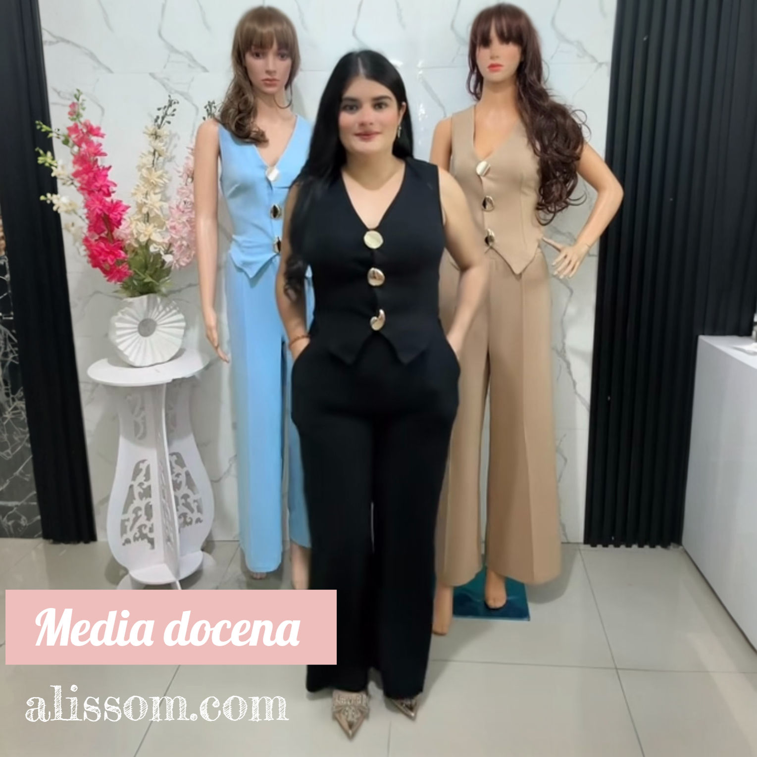 QS-1490 Media docena conjunto elgante con botones