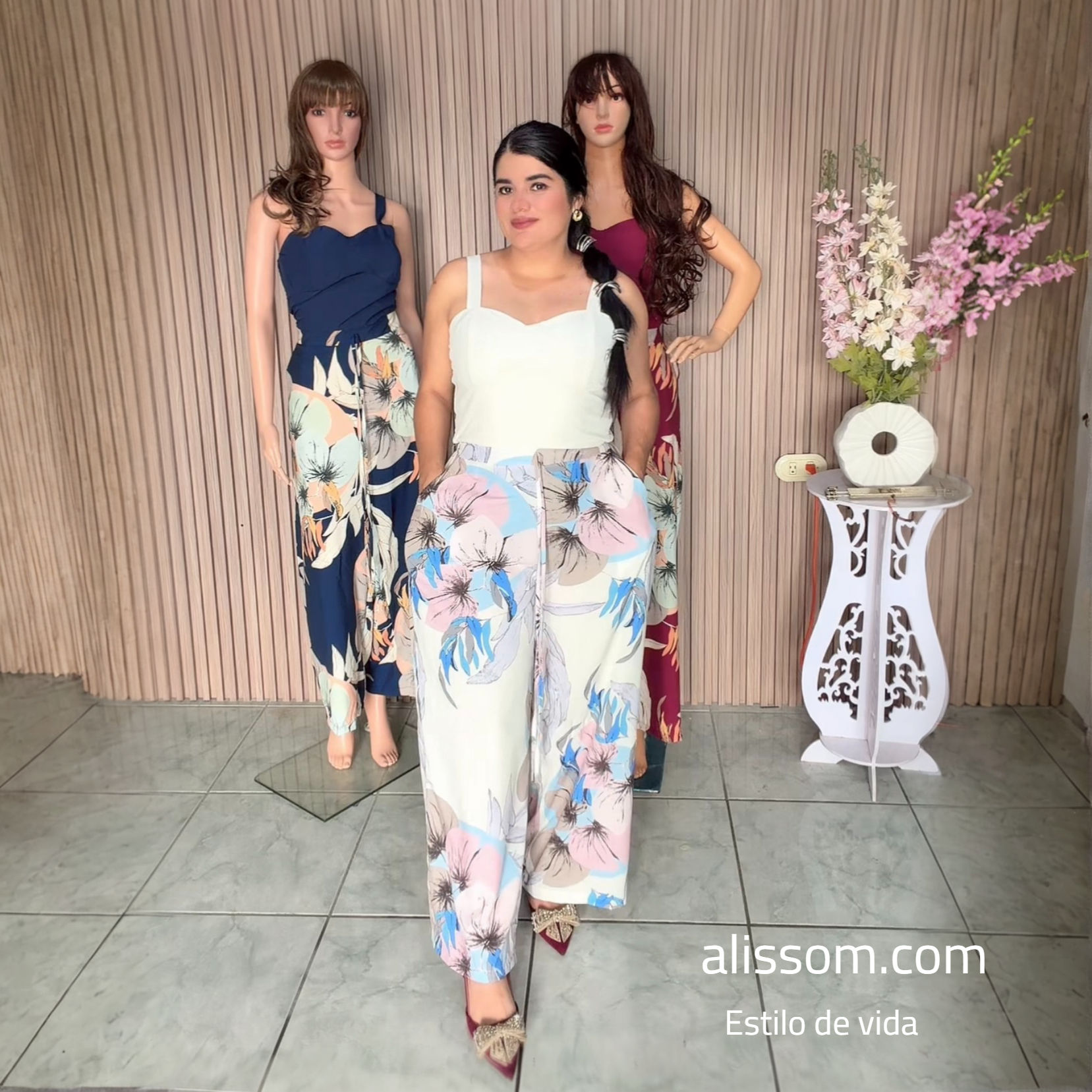 Sy0289- conjunto de pantalón y blusa de tirantes