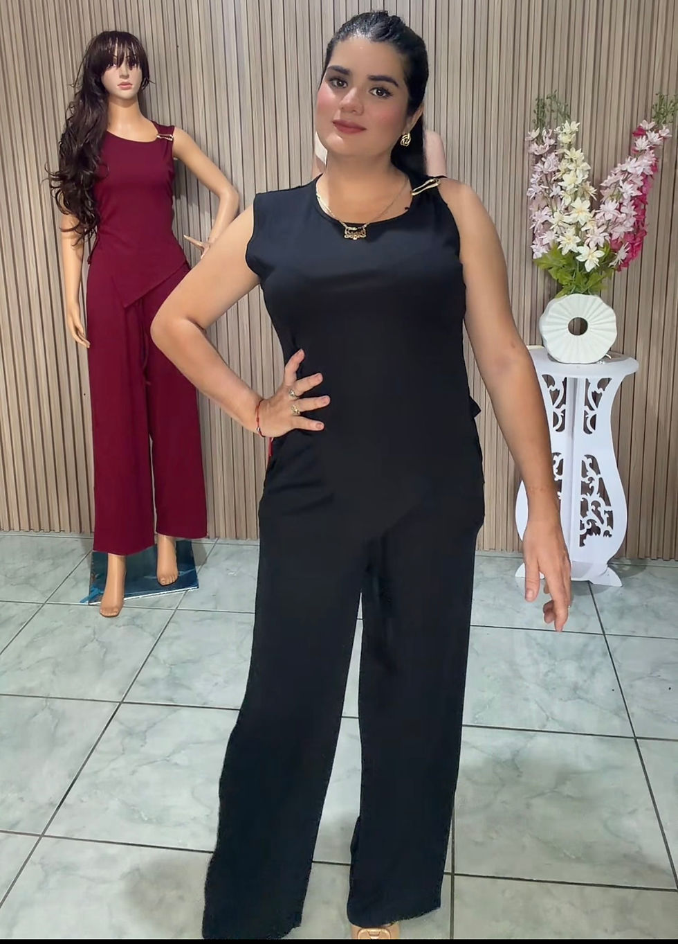 Miniatura: YJY305 Media docena conjunto de pantalón y blusas con broches 
