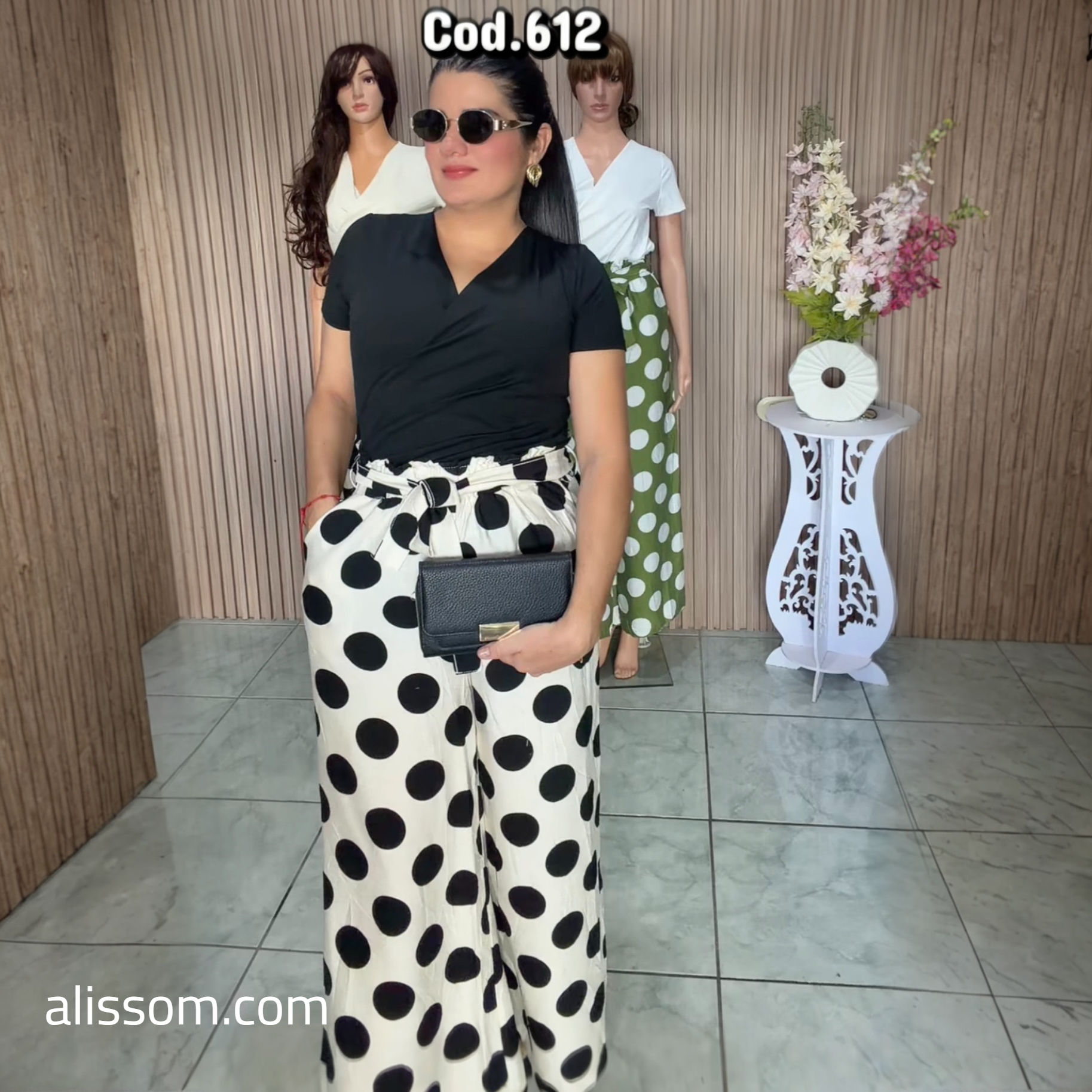 613 conjunto de pantalón y blusa diseño de puntos