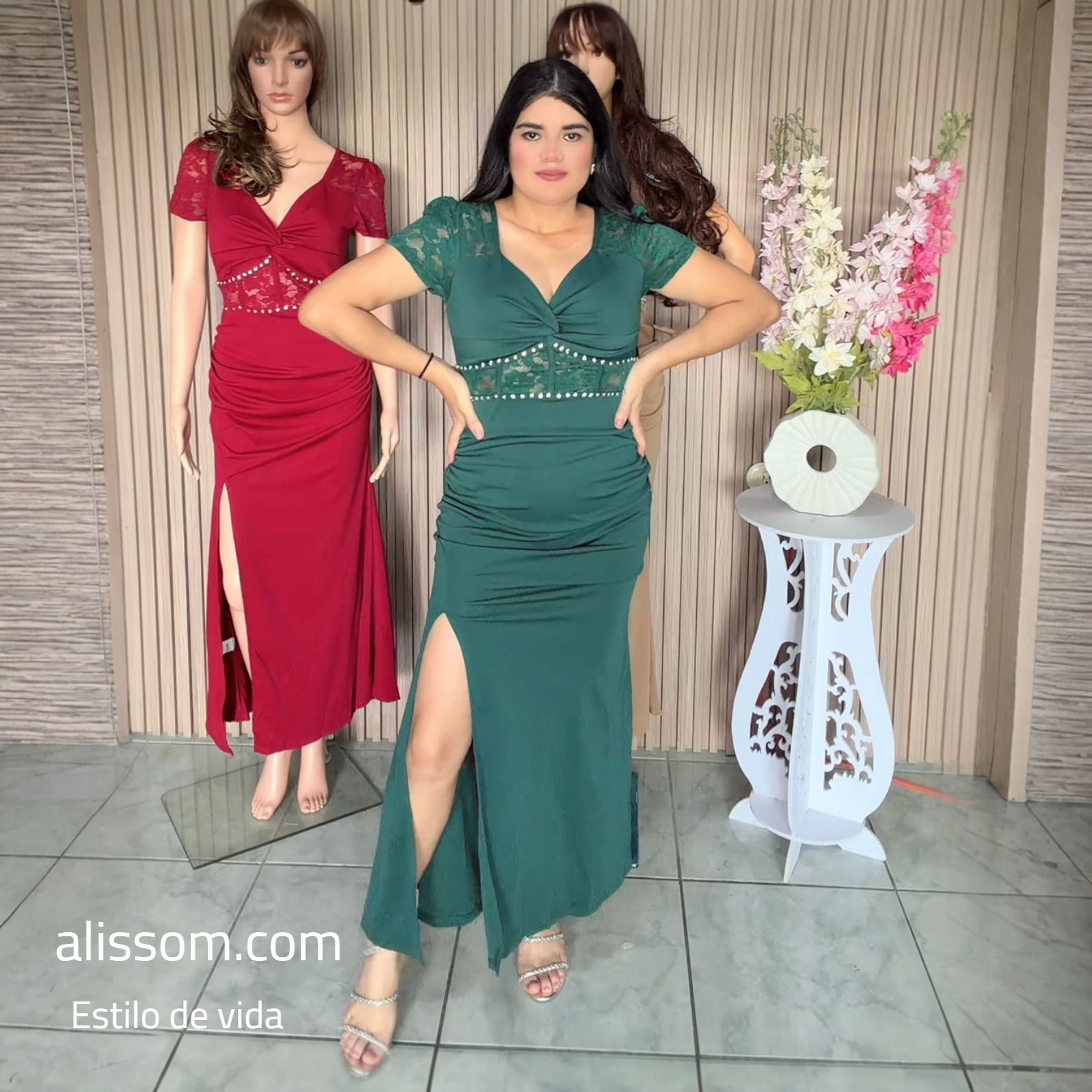 QS-1315 vestidos con diseño diamantes